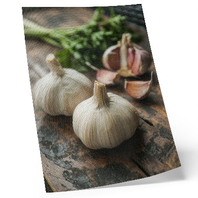 Poster Vitlök på trä natur rustik atmosfär äkthet
