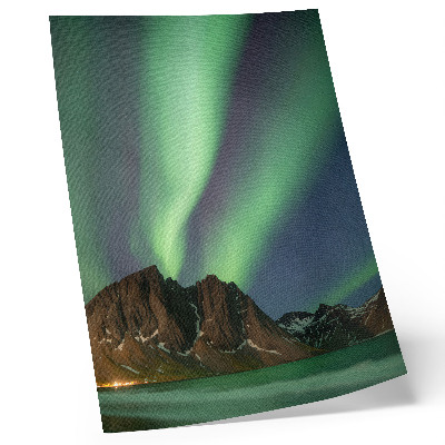 Hållbar väggposter Magisk himmel, grönt ljus, imponerande berg