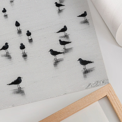Poster Fåglar över vatten subtila reflektioner minimalism