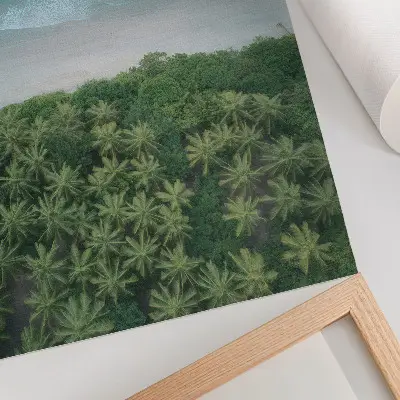 Hållbar väggposter strand med turkosa vågor och palmer för harmoni och fred