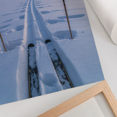 Poster Vit snö himmel silhuett av berg