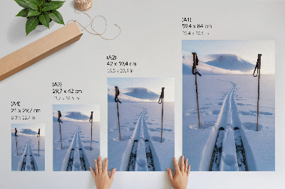 Poster Vit snö himmel silhuett av berg
