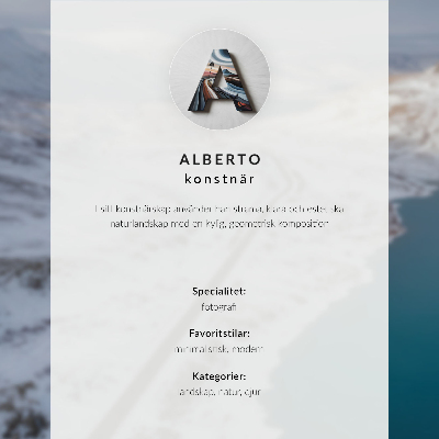 Affisch Snölandskap minimalism blått vatten