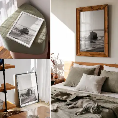 Väggaffisch minimalistisk i svartvit stil med elegant estetik