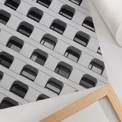 Poster en minimalistisk fasad med upprepade former