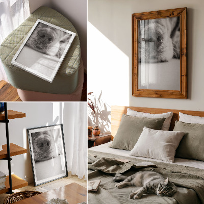 Hållbar väggposter Närbild av en hund svartvit textur minimalism