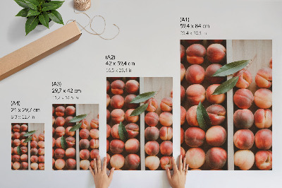Poster Persikor med blad i en trälåda