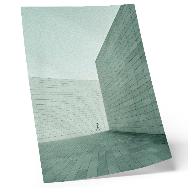 Poster Grå geometriska väggar minimalismfigur