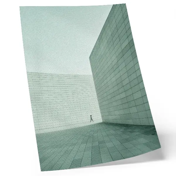 Poster med gråa geometriska minimalistiska figurer