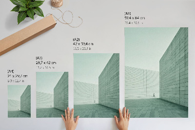 Poster Grå geometriska väggar minimalismfigur