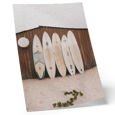Poster Surfbrädor trävägg delikat grön