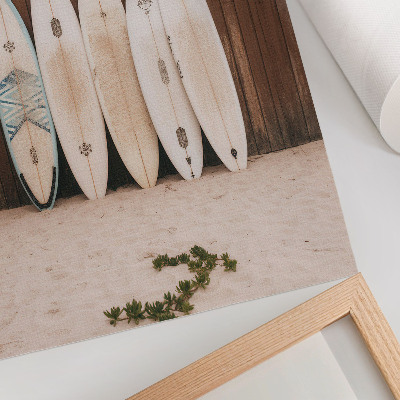 Poster Surfbrädor trävägg delikat grön