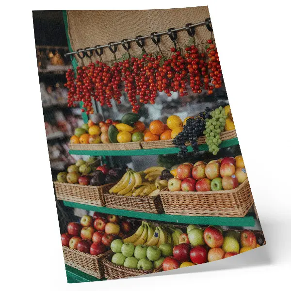 Dekorativ väggaffisch färgglada frukter med traditionell doft och naturlig atmosfär