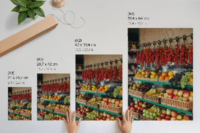 Dekorativ väggaffisch färgglada frukter med traditionell doft och naturlig atmosfär