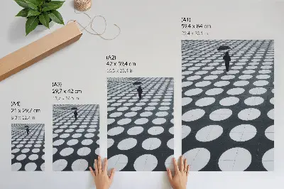 Väggaffisch med geometriska mönster i svartvitt