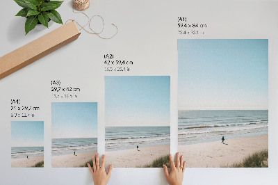 Poster Strand, lugnt hav, blå himmel, minimalism, harmoni