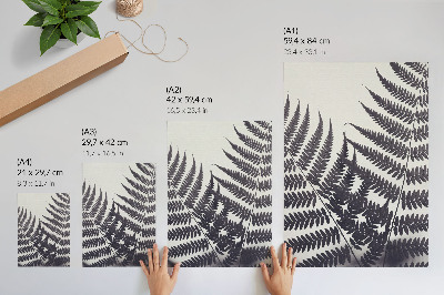 Affisch Symmetriska blad på en ljus bakgrund