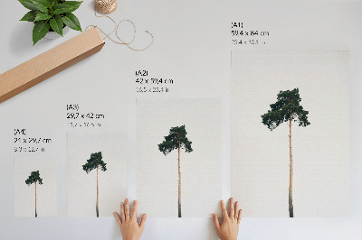 Hållbar väggposter Ett ensamt träd på en ljus bakgrund med minimalism