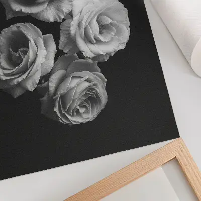 Hållbar väggposter svartvitt motiv av rosor i minimalistisk stil