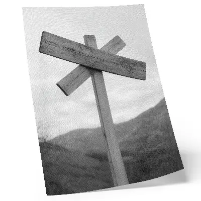 Hållbar väggposter träskylt med svartvitt bergslandskap
