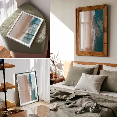 Hållbar väggposter minimalistiskt motiv av havsvågor vid stranden