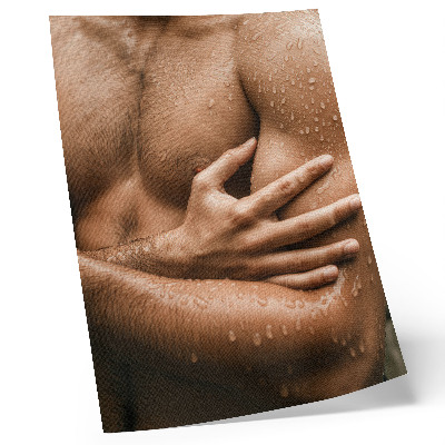 Poster Huddetaljer, vattendroppar, muskulös siluett