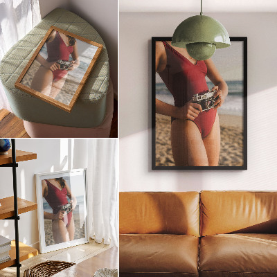 Hållbar väggposter Strandvibe vinröd kostym kamerafotografering