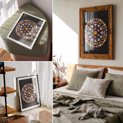 Hållbar väggposter Blommandala mörk bakgrund abstrakt stil