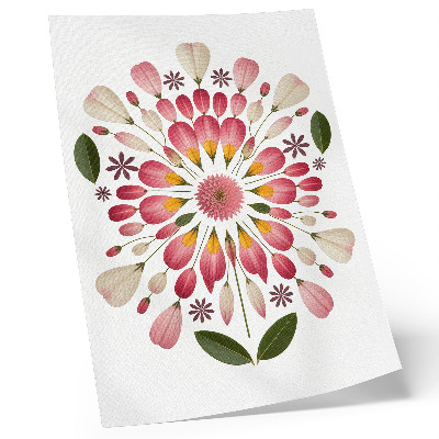 Dekorativ väggaffisch Blommig mandala symmetri rosa krämgrön