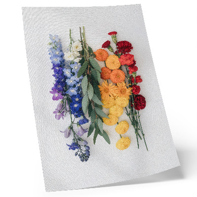Poster Blommor i en vertikal linje, livfulla färger, harmoni, natur