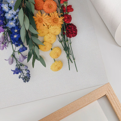 Poster Blommor i en vertikal linje, livfulla färger, harmoni, natur
