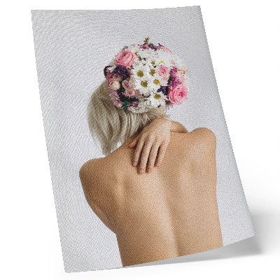 Hållbar väggposter Ett blomsterarrangemang på en kvinnas hår