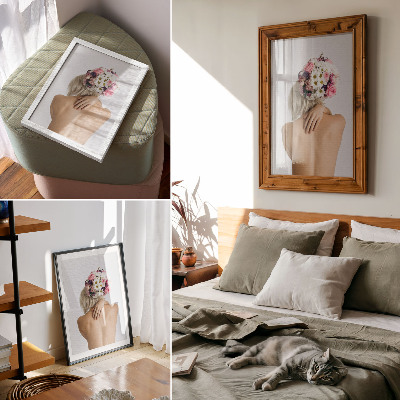 Hållbar väggposter Ett blomsterarrangemang på en kvinnas hår