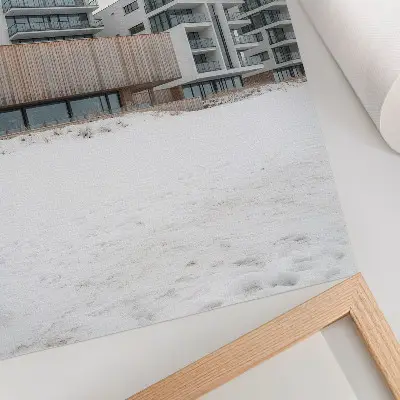 Affisch med minimalistisk arkitektur av moderna byggnader