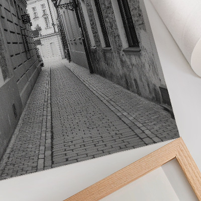 Dekorativ väggaffisch Den svartvita arkitekturen på en nostalgisk gata