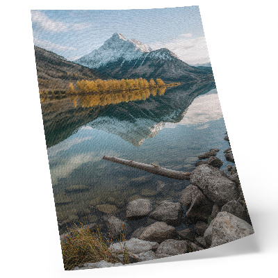Affisch Berg, sjö, träd, reflektion, fred, natur