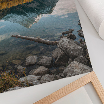 Affisch Berg, sjö, träd, reflektion, fred, natur