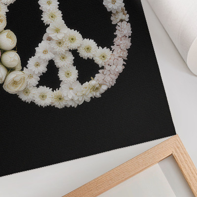 Poster Blommor i form av en fredssymbol på svart bakgrund