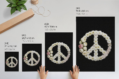 Poster Blommor i form av en fredssymbol på svart bakgrund