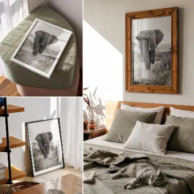 Väggposter stor elefant mot en naturlig bakgrund