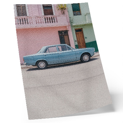 Poster Klassiska bilar i pastellfärgade byggnader retro charm