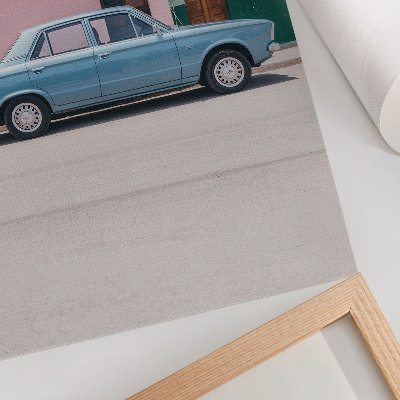 Poster Klassiska bilar i pastellfärgade byggnader retro charm