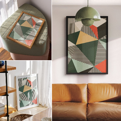 Hållbar väggposter Olika trianglar och ränder i starka nyanser