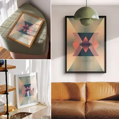 Affisch geometriska former i pastellfärger med elegant design