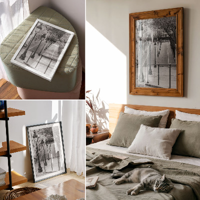 Hållbar väggposter Charmiga lyktor, vacker arkitektur, gata