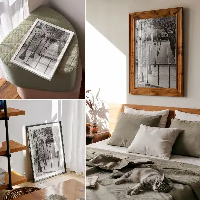 Hållbar väggposter charmiga lyktor vid vacker arkitektur på en gata