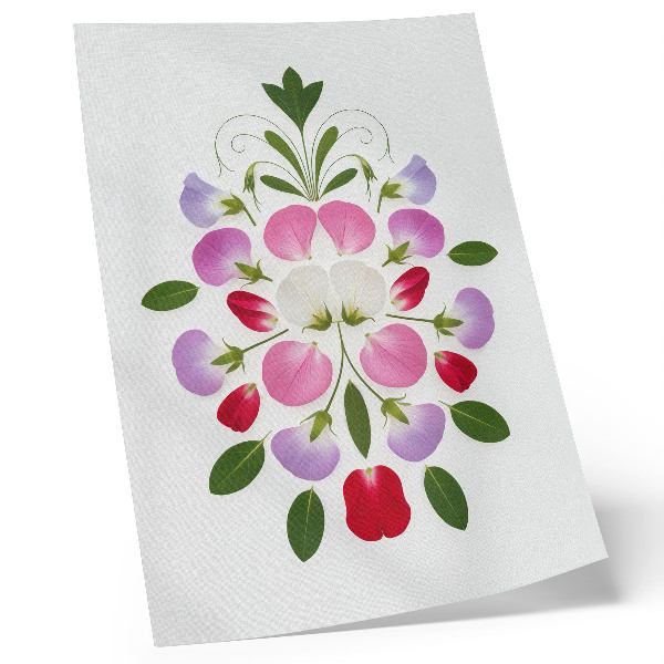 Dekorativ väggaffisch Symmetriska blommor och blad mot en ljus bakgrund
