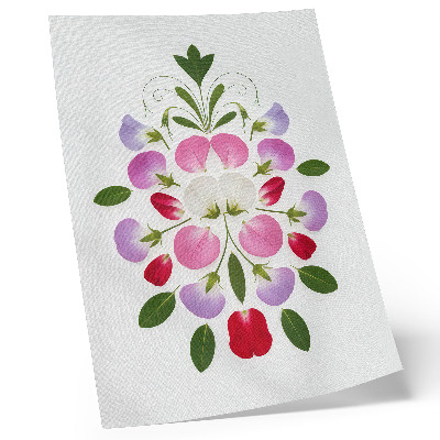 Dekorativ väggaffisch Symmetriska blommor och blad mot en ljus bakgrund