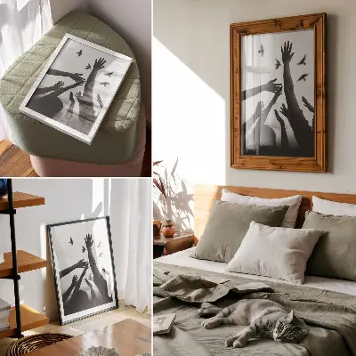 Hållbar väggposter i minimalistisk stil med motiv av två händer