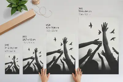 Hållbar väggposter i minimalistisk stil med motiv av två händer